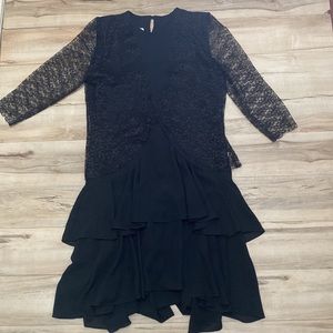 Monica Richards Vintage Womens Dress Black Lace. Size L/XL.